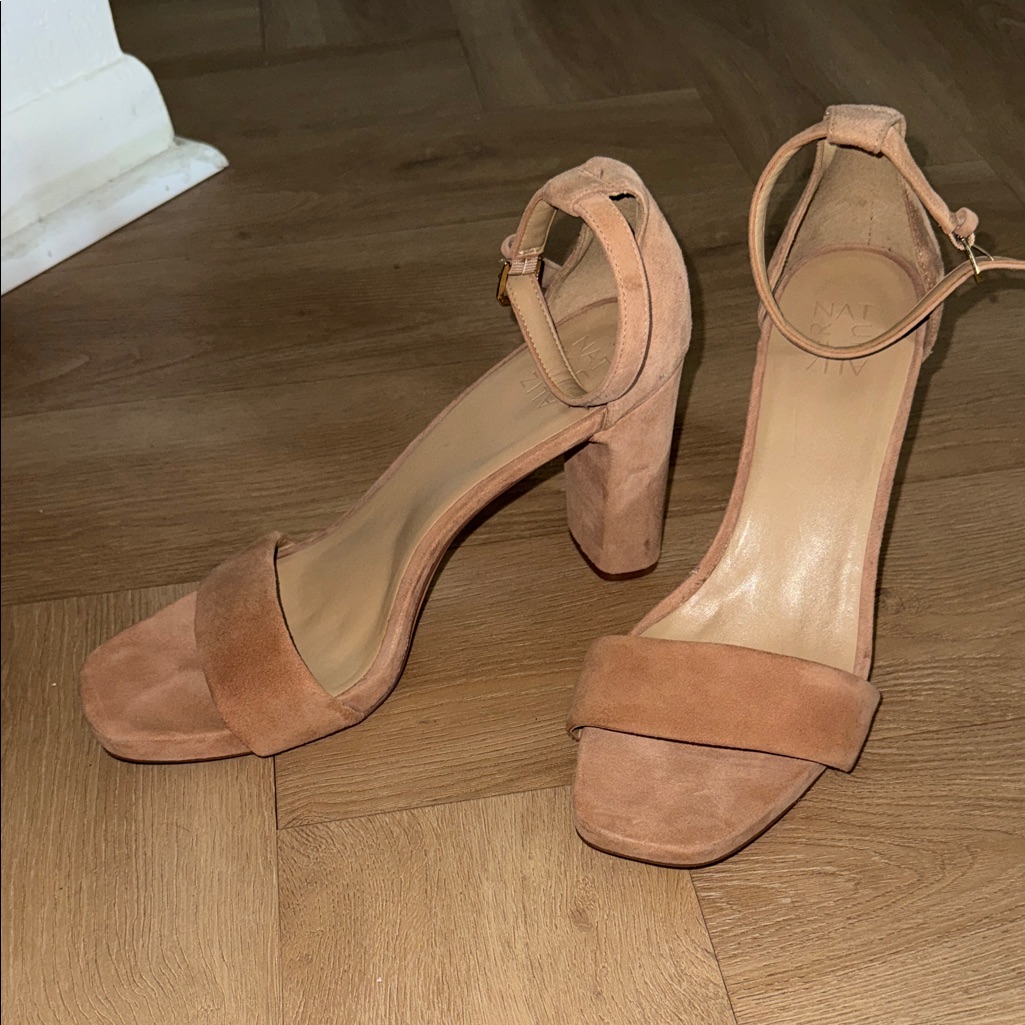 Naturalizer Joy Sandals Nude Suede Block Heel Ankle Strap Size 12